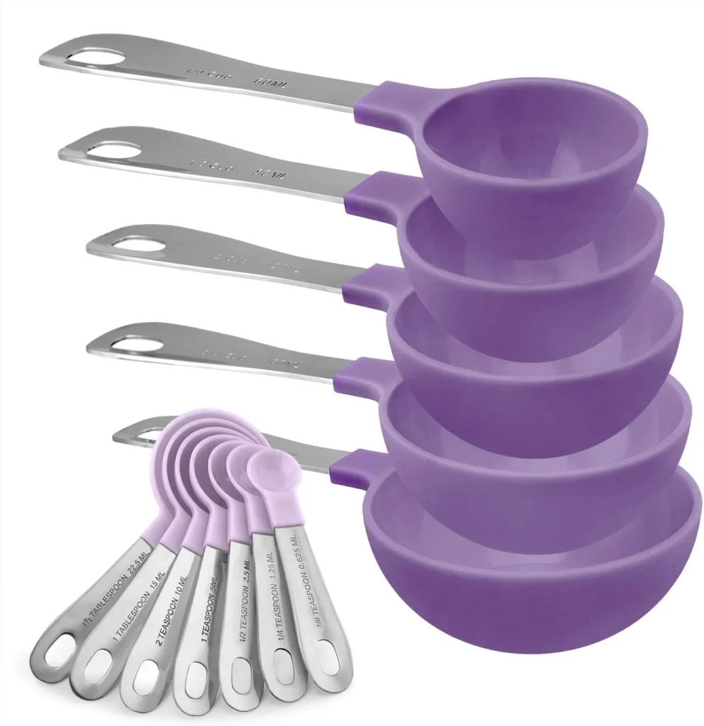 Lavender Cook With Color 12 PC Measuring Cups Set and Measuring Spoon Set